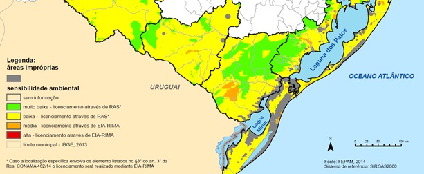 Mapa síntese das áreas de sensibilidade ambiental e áreas impróprias